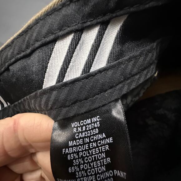 Volcom Pants Mens 34x26 Beige Stone Striped Cropped Skater Chino West Coast - Picture 5 of 11